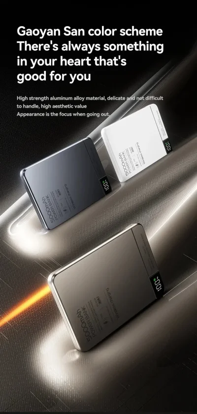 Ultra-Thin Magnetic Power Bank – 5000mAh Wireless Fast Charger