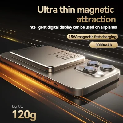 Ultra-Thin Magnetic Power Bank – 5000mAh Wireless Fast Charger