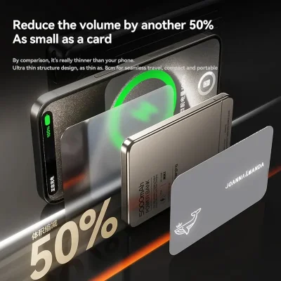 Ultra-Thin Magnetic Power Bank – 5000mAh Wireless Fast Charger