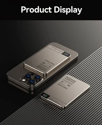 Ultra-Thin Magnetic Power Bank – 5000mAh Wireless Fast Charger