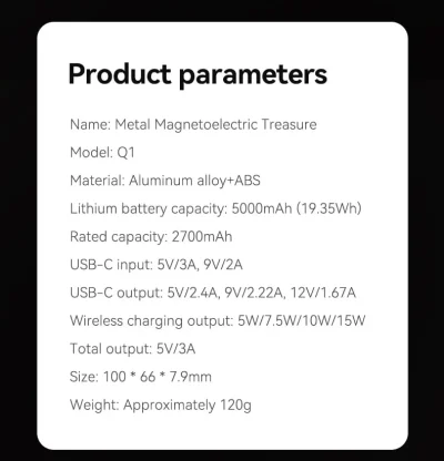 Ultra-Thin Magnetic Power Bank – 5000mAh Wireless Fast Charger