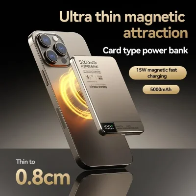 Ultra-Thin Magnetic Power Bank – 5000mAh Wireless Fast Charger