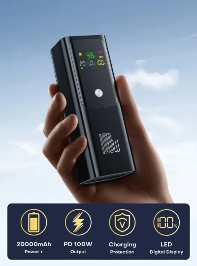20,000mAh 100W USB-C PD Power Bank – Digital Display