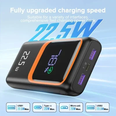 10,000mAh Power Bank – 3 Ports & 22.5W Charging