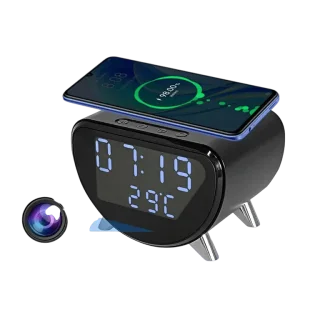 4K WiFi Clock Camera – Wireless Charging, Night Vision & Motion Alerts