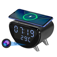 4K WiFi Clock Camera – Wireless Charging, Night Vision & Motion Alerts Thumbnail 1