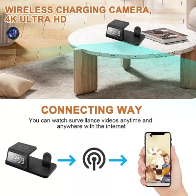 WiFi Camera Charger – Alarm Clock & Wireless Charging