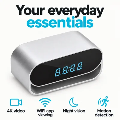 4K WiFi Clock Camera – Battery & Night Vision