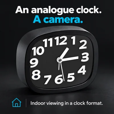 1080p WiFi Clock Camera – 2.4GHz & App Alerts