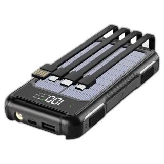 20,000mAh Solar Power Bank – 4 Built-In Cables