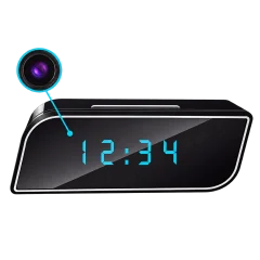 1080p WiFi Alarm Clock Camera – Night Vision & Loop Recording Thumbnail 1