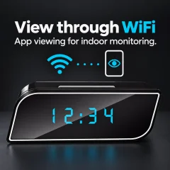 1080p WiFi Alarm Clock Camera – Night Vision & Loop Recording Thumbnail 7