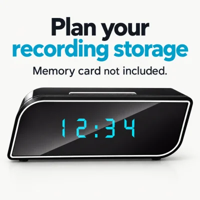 1080p WiFi Alarm Clock Camera – Night Vision & Loop Recording