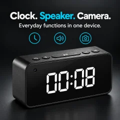 WiFi Digital Clock Camera – Bluetooth Speaker & Remote Viewing Thumbnail 4