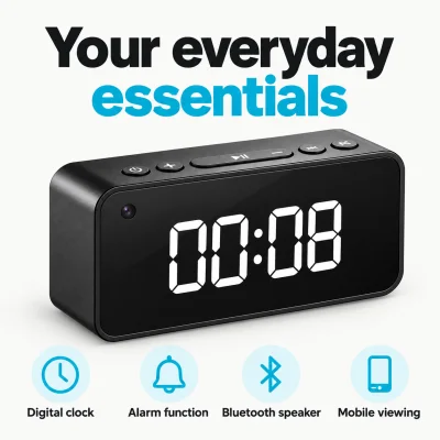 WiFi Digital Clock Camera – Bluetooth Speaker & Remote Viewing