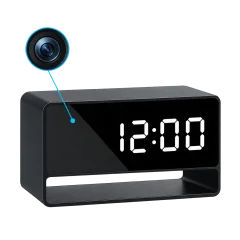 1080p WiFi Alarm Clock Camera – Night Vision & Motion Alerts Thumbnail 1