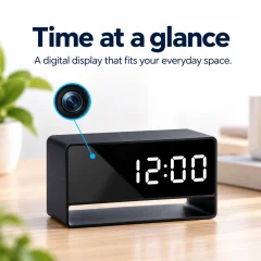 1080p WiFi Alarm Clock Camera – Night Vision & Motion Alerts Thumbnail 10