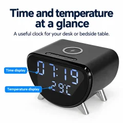 4K WiFi Clock Camera – Wireless Charging, Night Vision & Motion Alerts Thumbnail 8