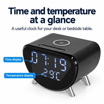 4K WiFi Clock Camera – Wireless Charging, Night Vision & Motion Alerts