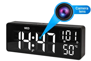 1080p WiFi Clock Camera with Calendar & Temperature Display