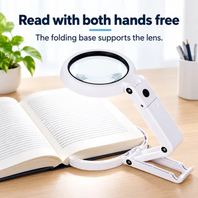 Folding LED Reading Magnifier — Hands-Free Desktop Stand