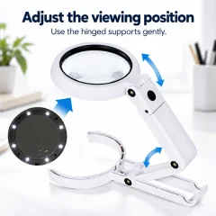 Folding LED Reading Magnifier — Hands-Free Desktop Stand Thumbnail 4