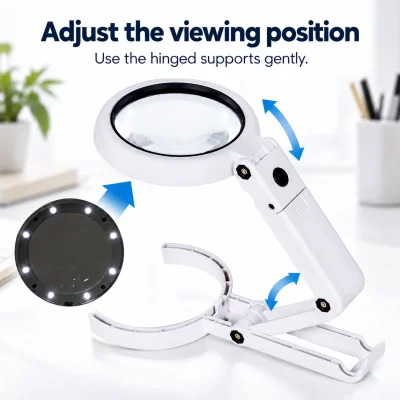 Folding LED Reading Magnifier — Hands-Free Desktop Stand