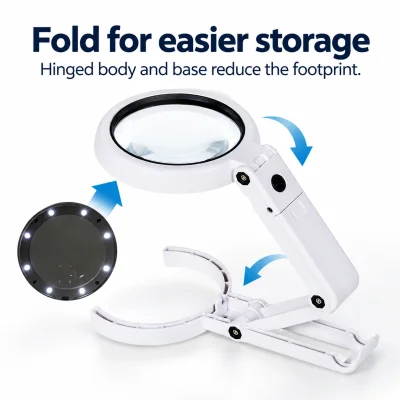 Folding LED Reading Magnifier — Hands-Free Desktop Stand