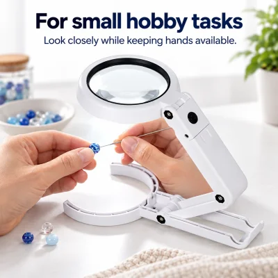 Folding LED Reading Magnifier — Hands-Free Desktop Stand