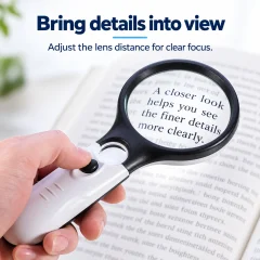 LED Handheld Reading Magnifier — Large Lens & Easy Light Switch Thumbnail 2
