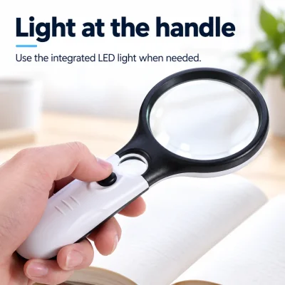 LED Handheld Reading Magnifier — Large Lens & Easy Light Switch