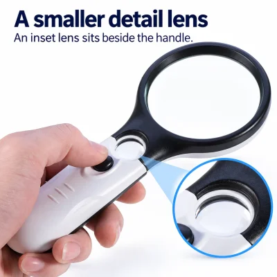 LED Handheld Reading Magnifier — Large Lens & Easy Light Switch