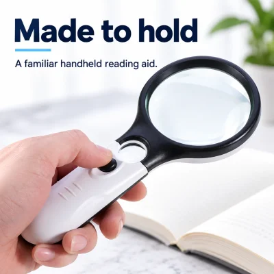 LED Handheld Reading Magnifier — Large Lens & Easy Light Switch