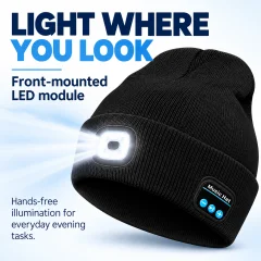 Bluetooth LED Beanie – Rechargeable Light, Audio & Calls Thumbnail 3