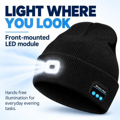 Bluetooth LED Beanie – Rechargeable Light, Audio & Calls