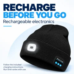 Bluetooth LED Beanie – Rechargeable Light, Audio & Calls Thumbnail 7