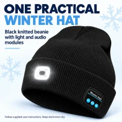 Bluetooth LED Beanie – Rechargeable Light, Audio & Calls Thumbnail 8