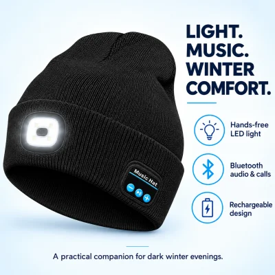 Bluetooth LED Beanie – Rechargeable Light, Audio & Calls