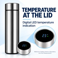 500ml LED Temperature Display Bottle – Silver Vacuum Flask Thumbnail 3