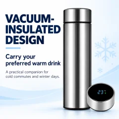 500ml LED Temperature Display Bottle – Silver Vacuum Flask Thumbnail 5