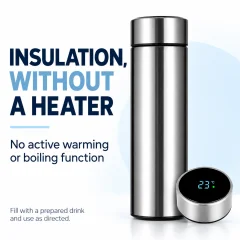 500ml LED Temperature Display Bottle – Silver Vacuum Flask Thumbnail 7