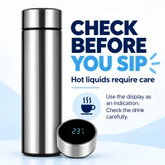 500ml LED Temperature Display Bottle – Silver Vacuum Flask Thumbnail 8
