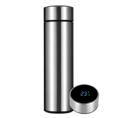 500ml LED Temperature Display Bottle – Silver Vacuum Flask