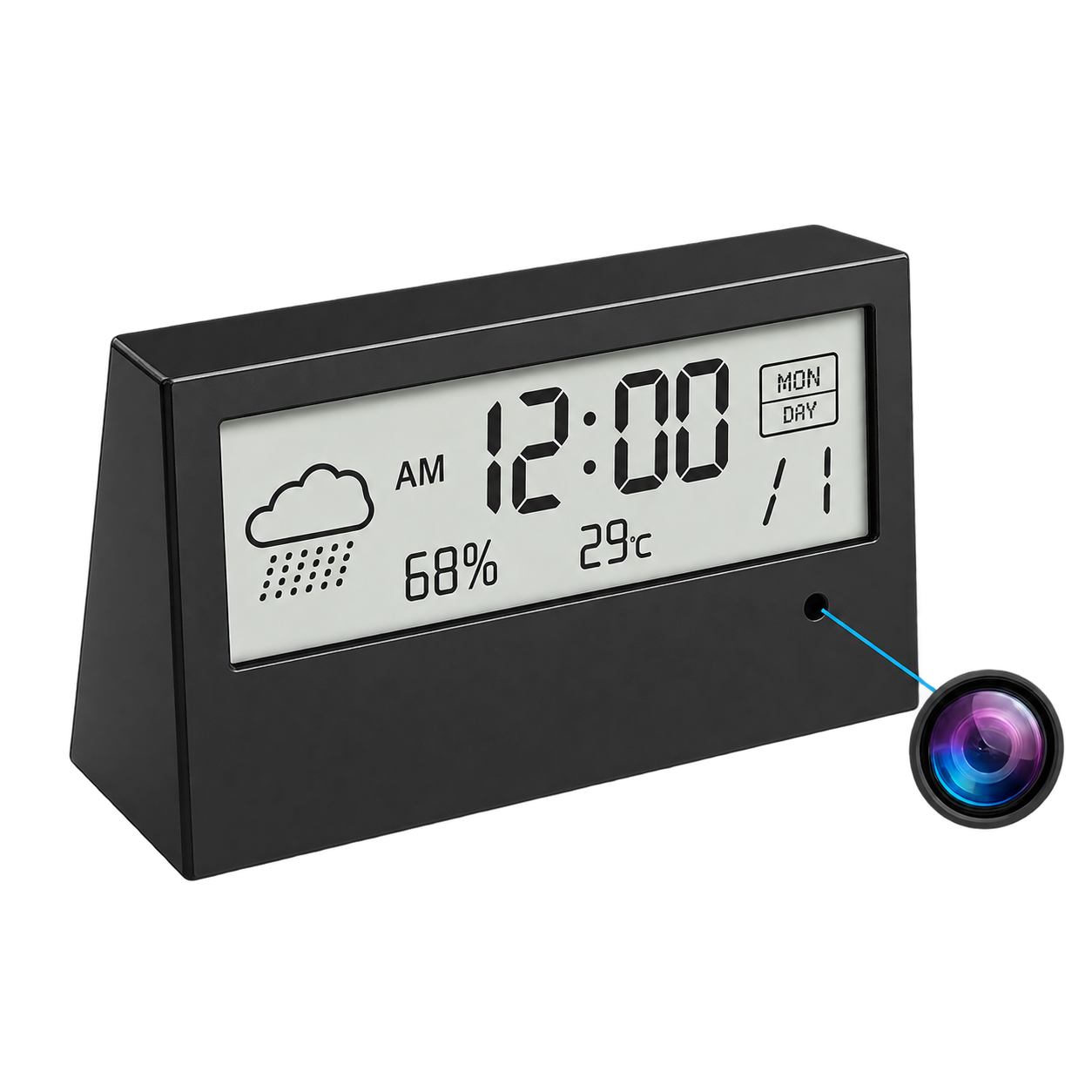 1080p WiFi Alarm Clock Camera – Temperature & Humidity Display