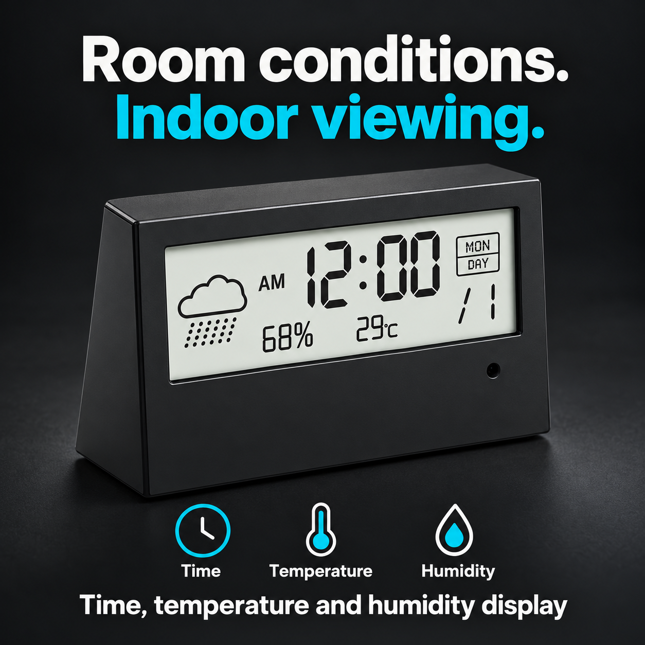 1080p WiFi Alarm Clock Camera – Temperature & Humidity Display