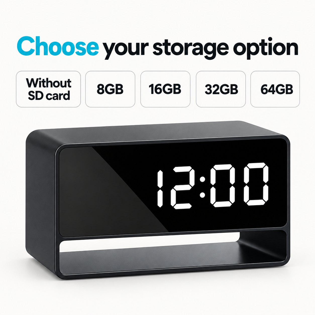 1080p WiFi Alarm Clock Camera – Night Vision & Alerts