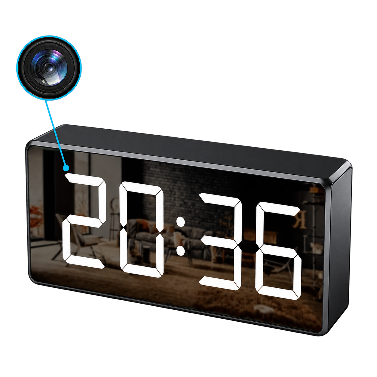 1080p WiFi Clock Camera – 166° Wide Angle & Night Vision
