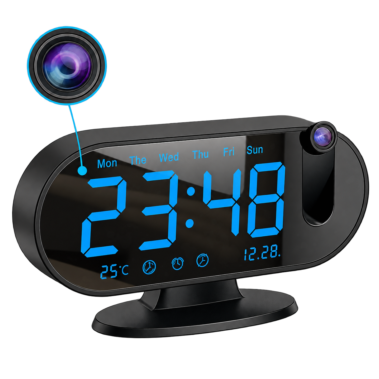 1080p Projection Clock Camera – 120° View & Motion Alerts