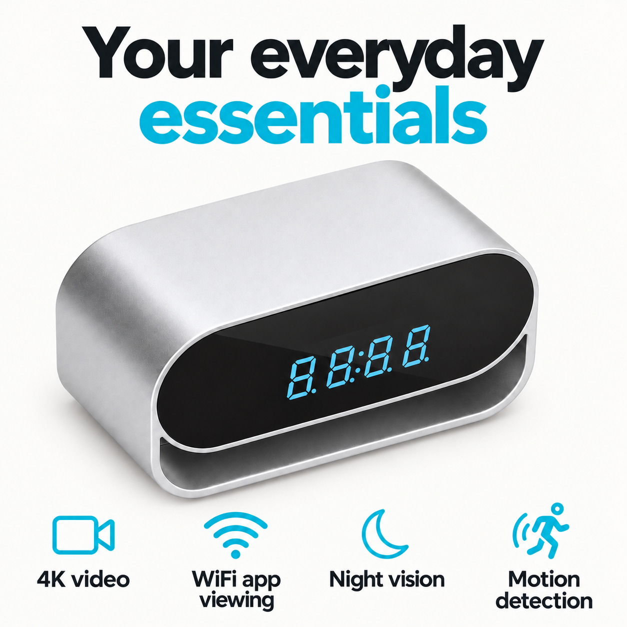 4K WiFi Clock Camera – Battery & Night Vision