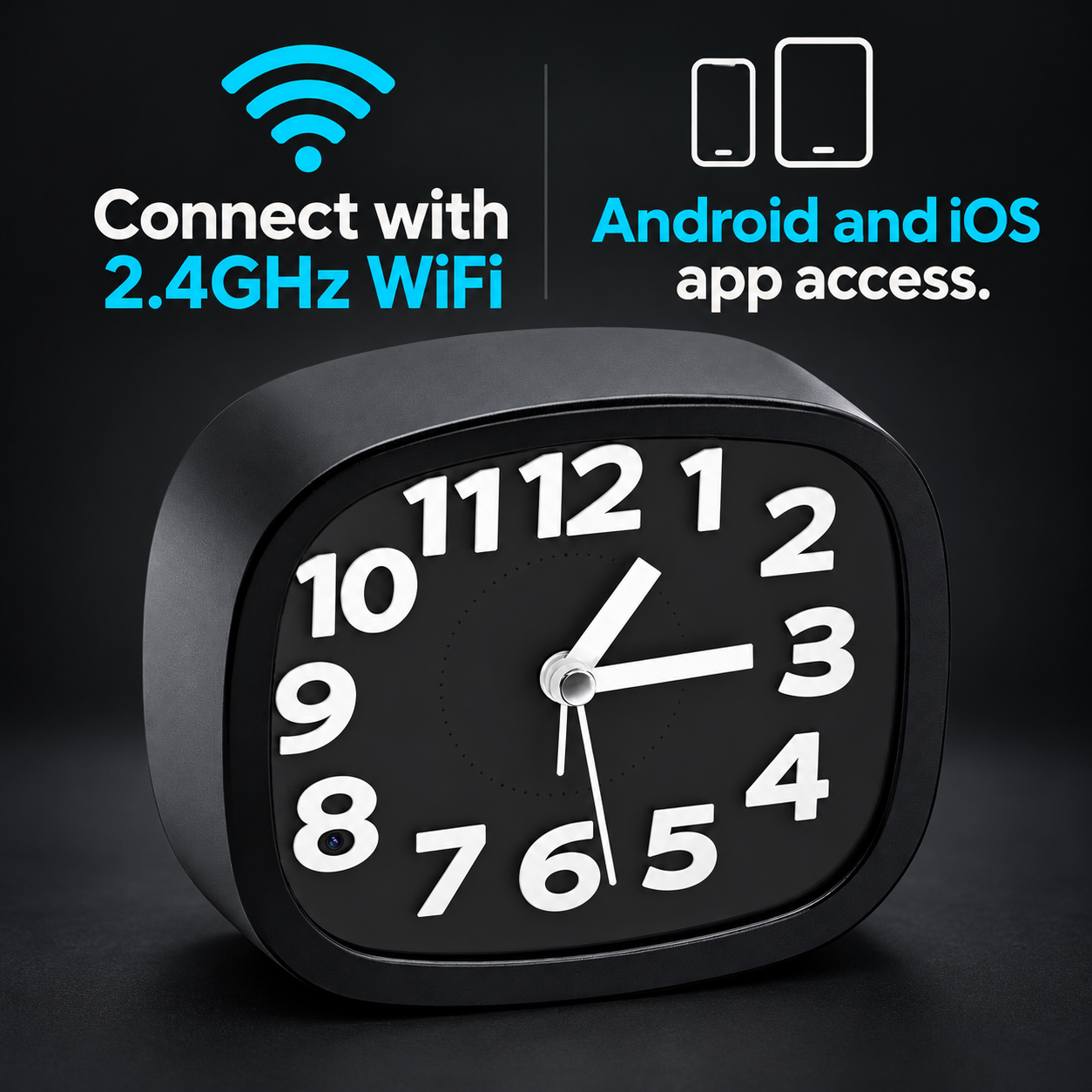 1080p WiFi Clock Camera – 2.4GHz & App Alerts